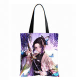 Waterproof Oxford Tote Bag with Flocking Print - Demon Slayer Shinobu Kocho