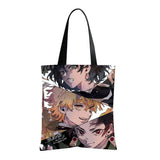 Waterproof Oxford Tote Bag with Flocking Print - Demon Slayer Inosuke/Zenitsu/Tanjiro