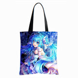 Waterproof Oxford Tote Bag with Flocking Print - Snow Hatsune Miku